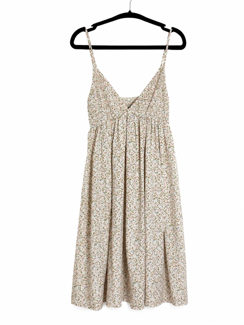 Floral Babydoll Dress Smocked Bodice Cottagecore Sundress Sleeveless XS
